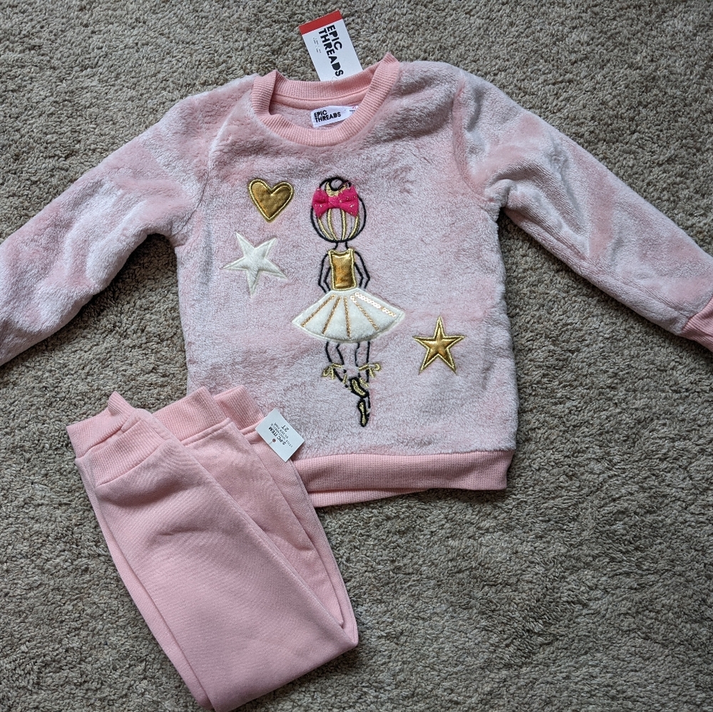 Ballarina Toddler Sweatshirt and Sweatpants Outfit